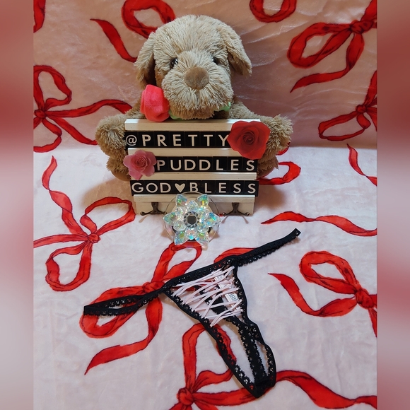 🖤 VS Dream Angels Ouvert Lace-Up Thong Panty 🖤 - Picture 4 of 15